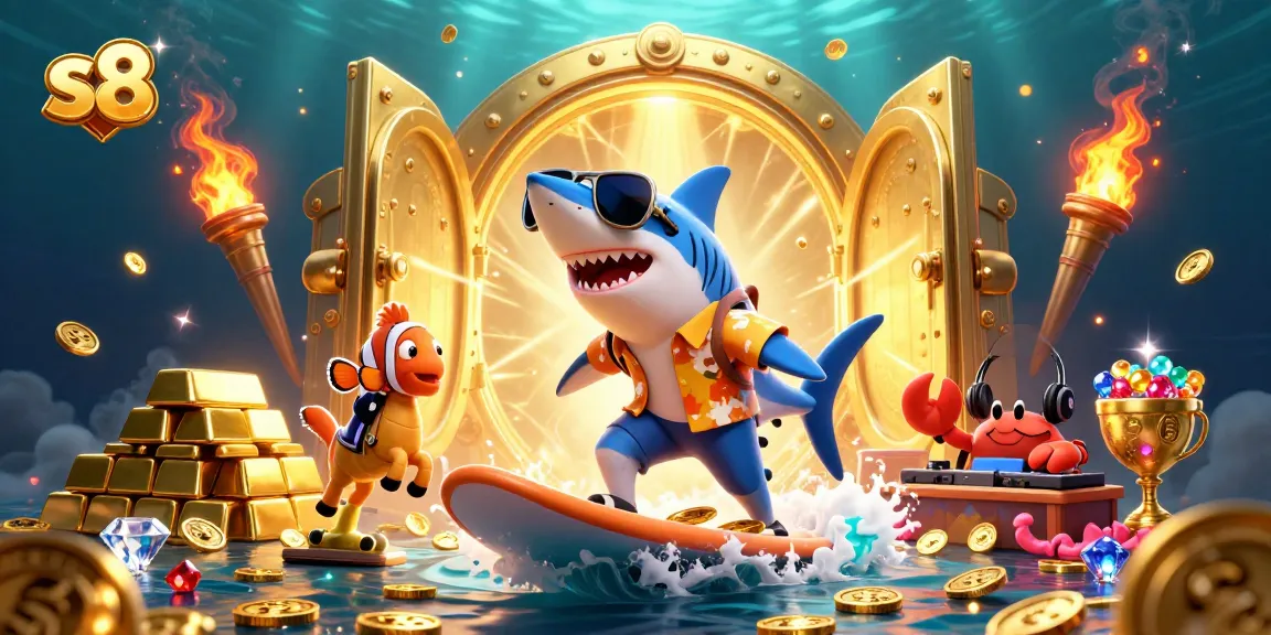 Engage with S8's thrilling casino adventure featuring vibrant characters in a lively gaming scene.