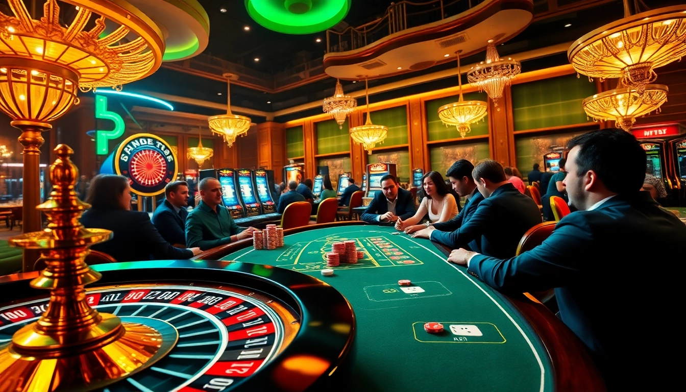 Experience the thrill of gaming at https://s8.pub/ with vibrant casino visuals featuring poker tables and slot machines.