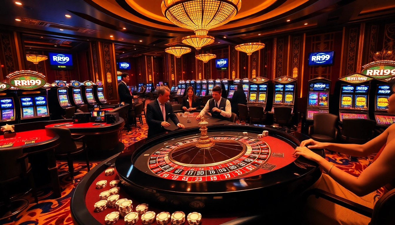 Experience the excitement of RR99 at a high-stakes casino table with professional dealers.
