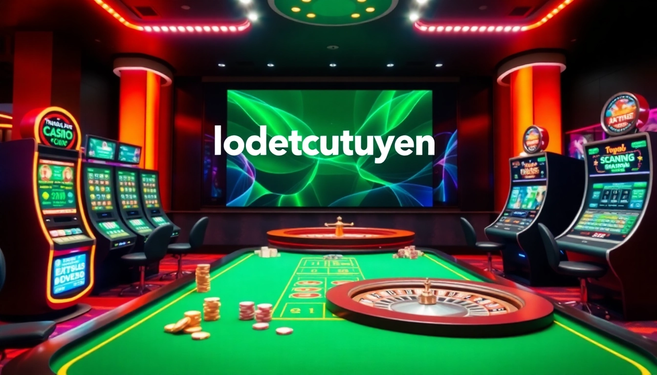 Lodetructuyen offers an immersive online gambling experience with vibrant casino visuals and engaging game elements.