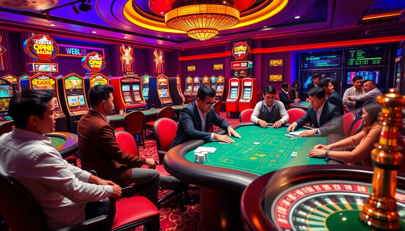 Players enjoying the thrilling atmosphere at OPEN88 casino tables filled with excitement.