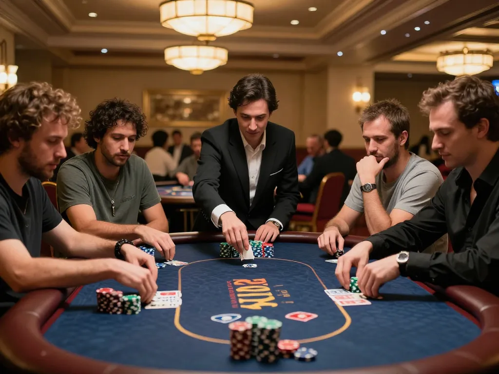 Players engaged in high-stakes poker game at SC88 casino table, showcasing dynamic betting and excitement