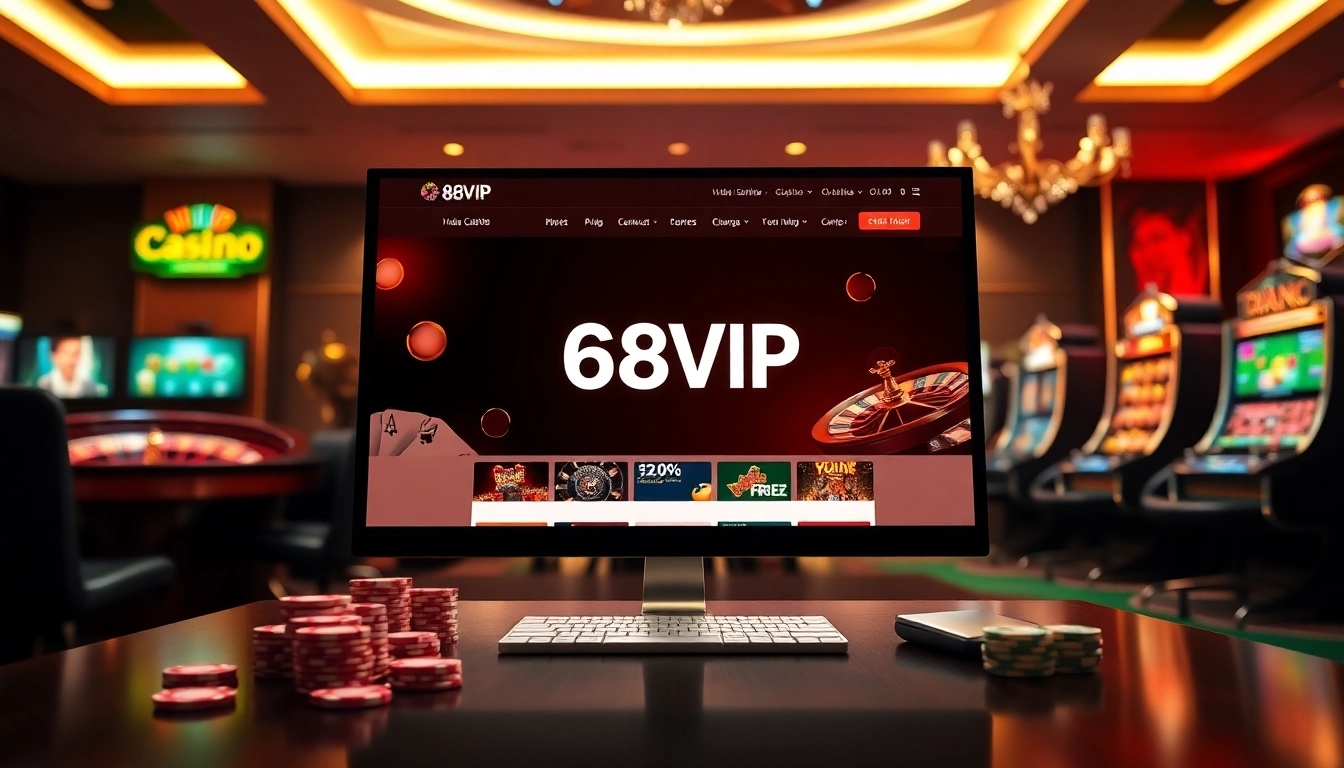 Sign up interface at Đăng Ký Nhà Cái 68VIP with glowing casino elements.