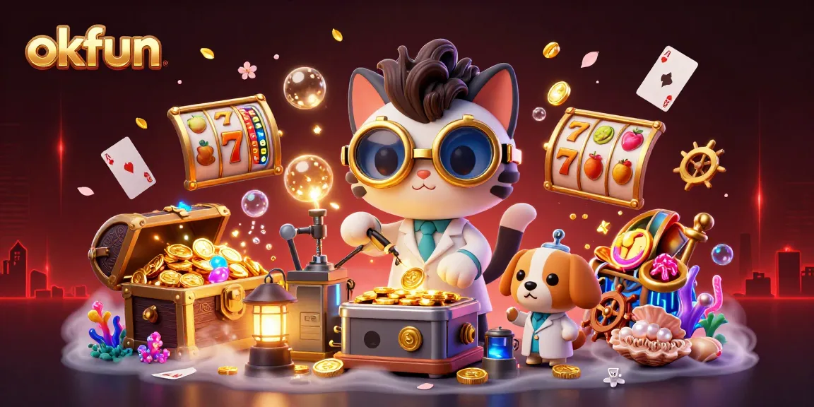 Play thrilling slot games at okfun with vibrant characters and captivating casino elements.