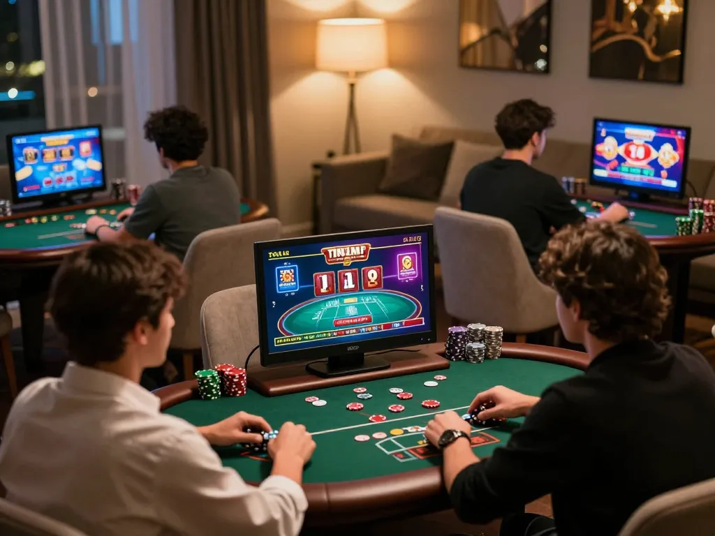 Players enjoying diverse games at 79king online casino, showcasing immersive home gaming atmosphere.