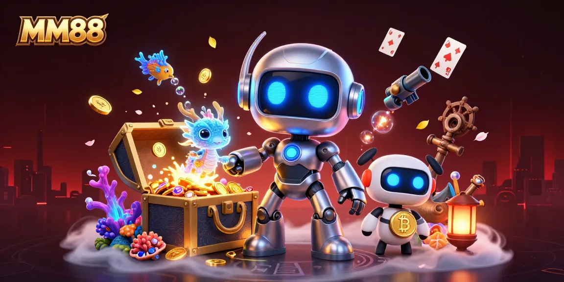 Experience the excitement of MM88 casino with vibrant gaming elements and futuristic characters.