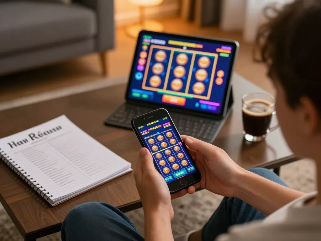 Player enjoying mobile gaming on 789Club in a cozy living room, with visual elements enhancing engagement.