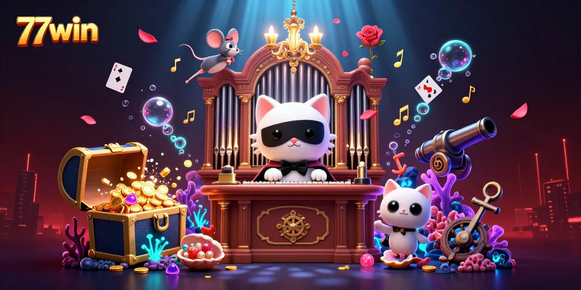Engage with dynamic wins at 77win, featuring a captivating casino scene with rich visuals and celebrated characters.