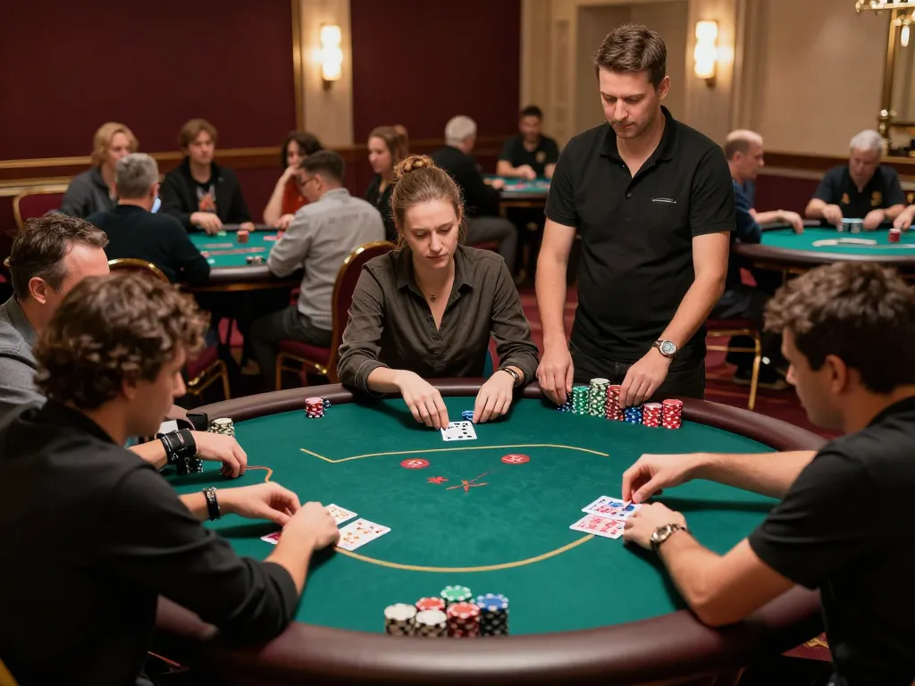 Hitclub poker players making strategic bets during competitive tournament in luxurious casino.
