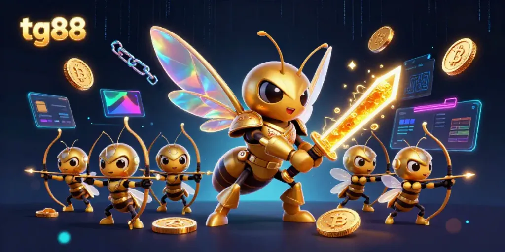 Engage with tg88's unique casino experience featuring a dynamic 3D hornet samurai and bee archers.