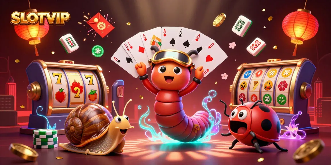 SLOTVIP offers an exciting scene with a millipede dealer, high-energy game elements, and vibrant graphics.