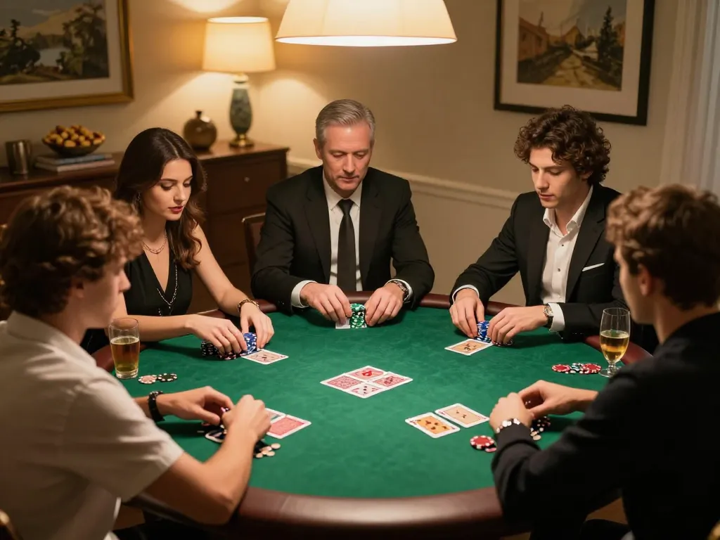 GO8 poker game with players enjoying strategy and competition in a cozy home setting
