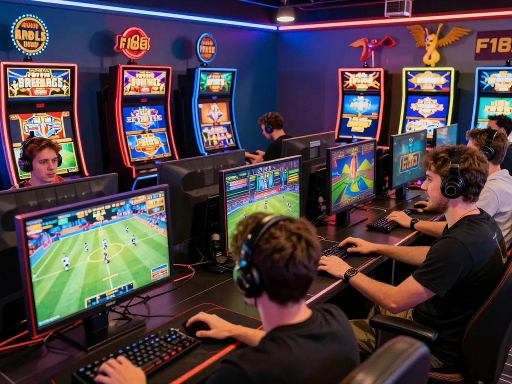 Exciting gaming experience at F168 with diverse players enjoying online sports betting, live casino, and slots.