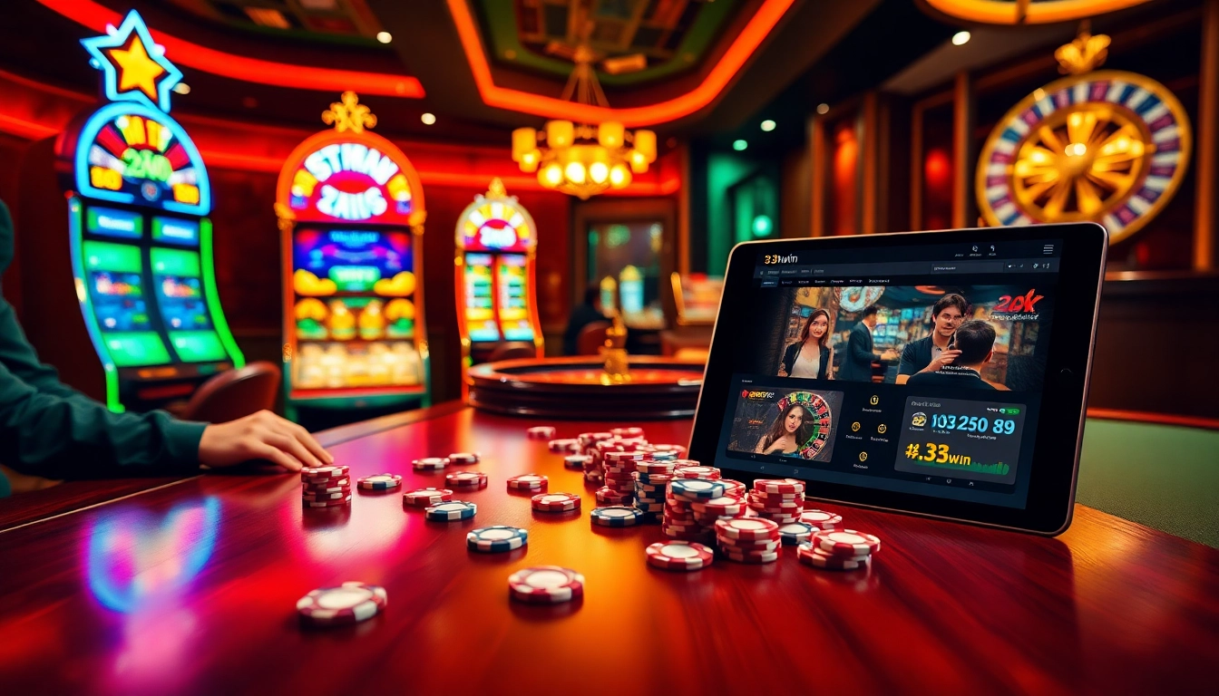 Experience the thrill of trang chủ 33win with vibrant poker chips and a sleek online interface.