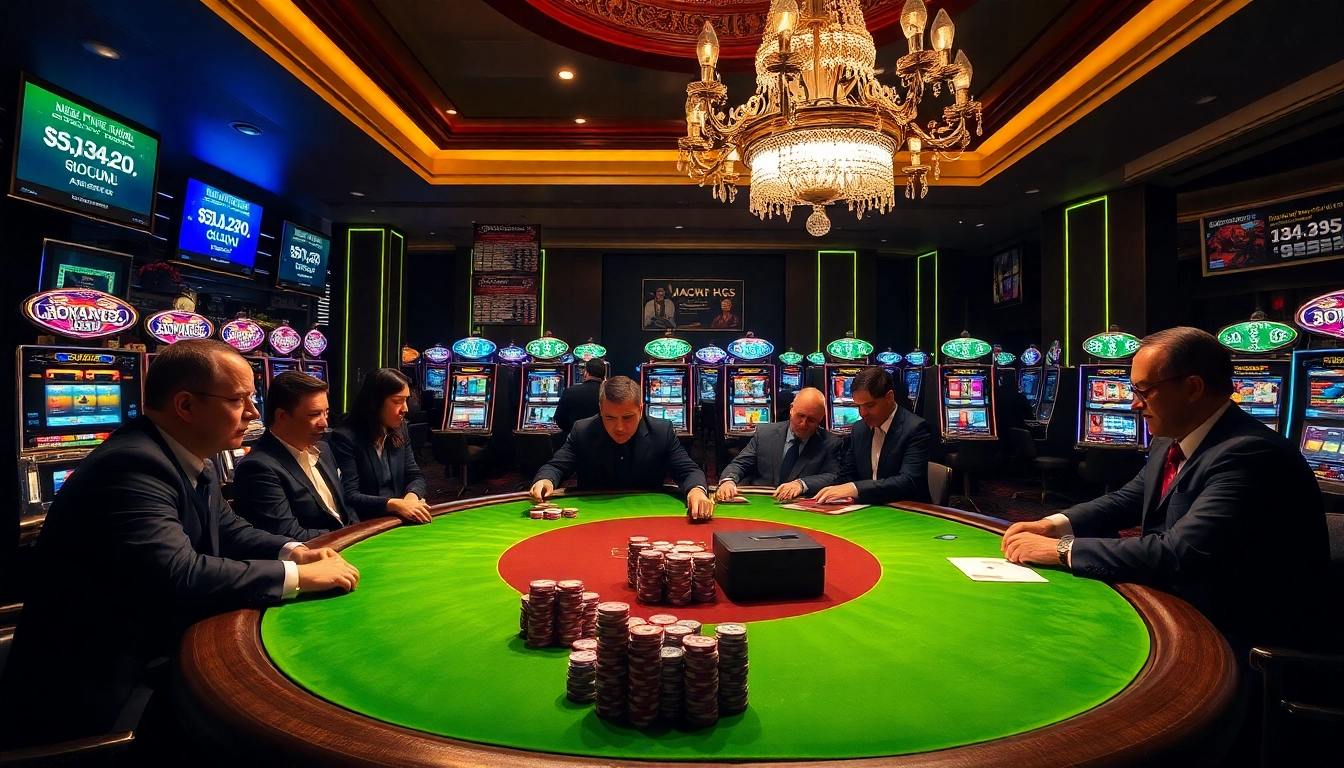 Players engaging in high-stakes poker at https://lsa.jp.net/, showcasing thrilling gambling action and luxurious ambiance.