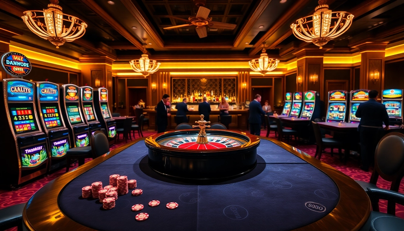 SODO Casino vibrantly showcases poker chips and roulette excitement in a luxurious gambling scene.