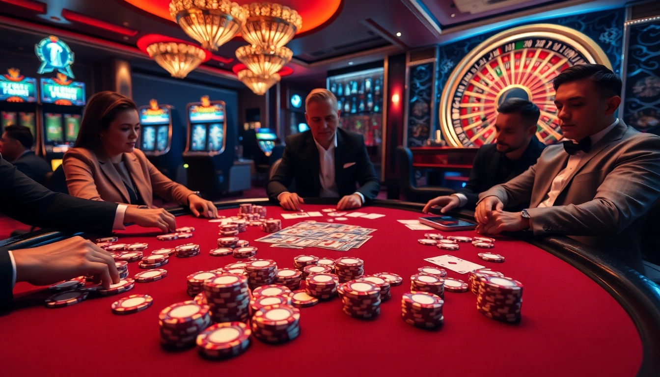 Experience high-stakes poker at loto188.gb.net with luxurious casino elements and vibrant atmosphere.
