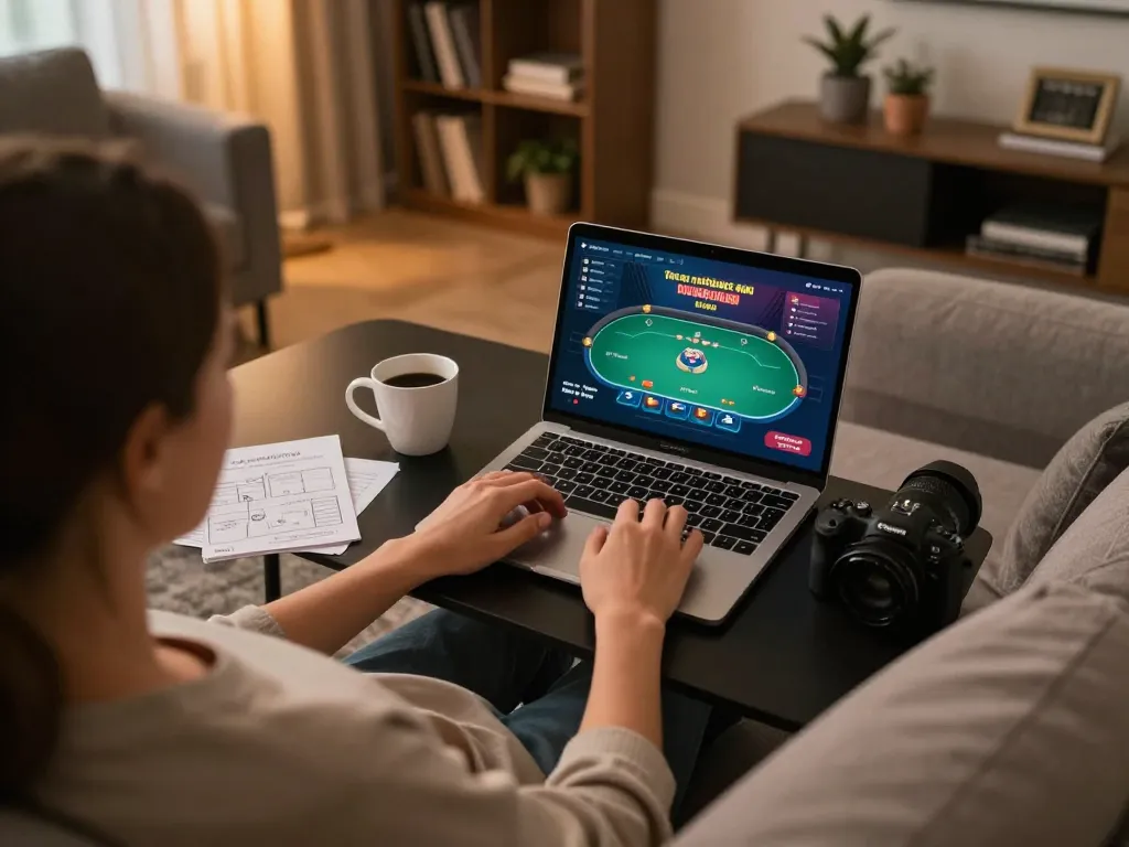 Engaging in online gambling at home using keonhacai5 for real-time betting insights and strategies.