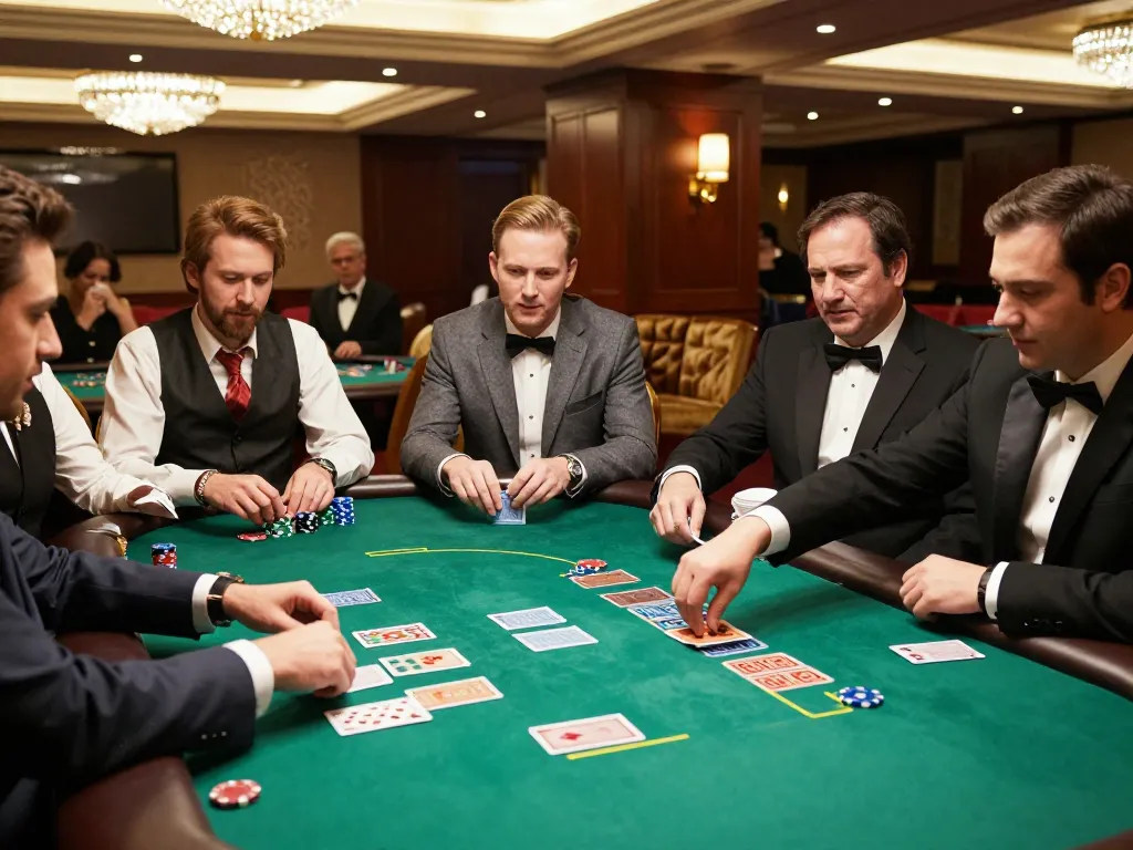 Players strategizing at a blackjack table in open88 casino, highlighting intense gameplay dynamics
