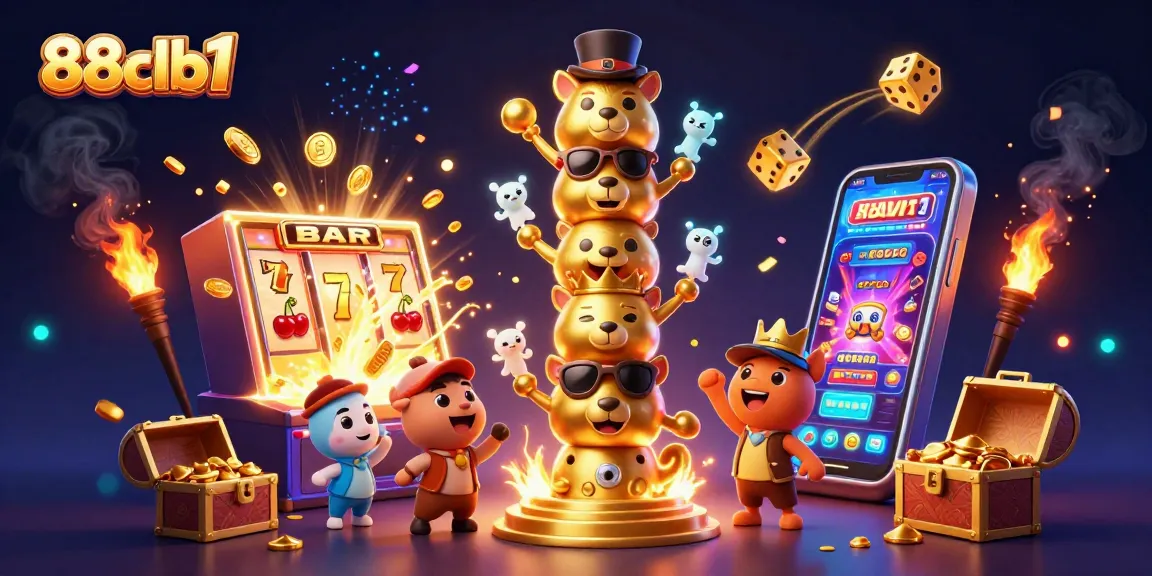 88clb1 showcases a vibrant illustration featuring a golden totem pole and dynamic casino elements in a stunning setting.