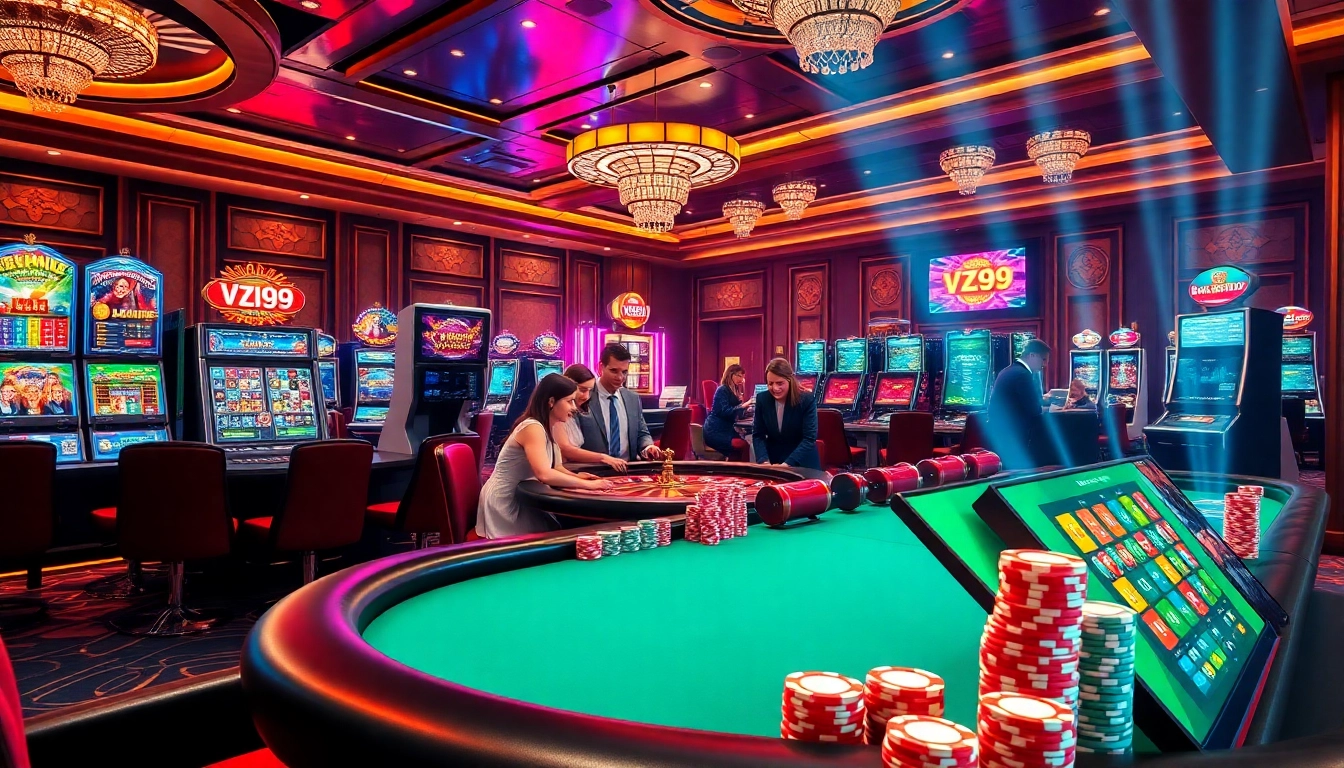 Experience the thrill of VZ99 with dynamic gambling elements in a luxurious casino setting.