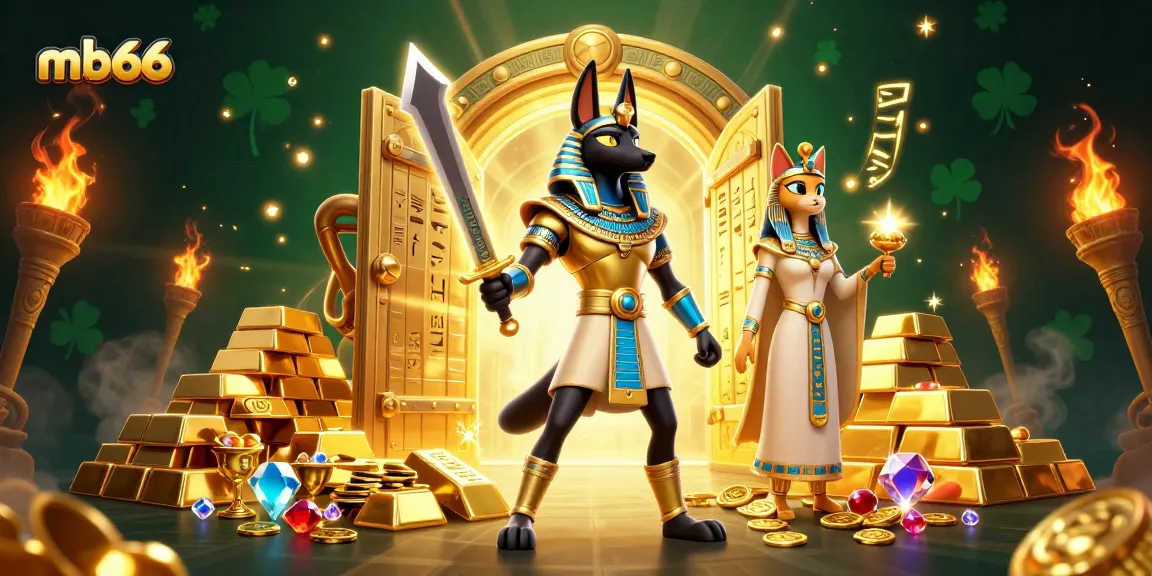 Unlock thrilling wins with mb66 in a vibrant 3D casino adventure featuring Anubis and Bastet.