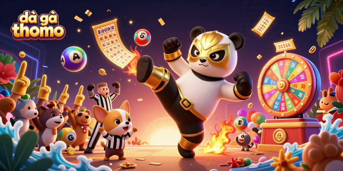 Experience exciting đá gà thomo action with vibrant scenes of animated fighters and an engaging crowd.