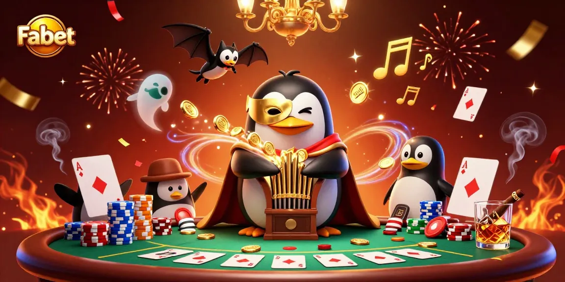 Experience dynamic gaming moments with Fabet featuring a phantom penguin and poker action.