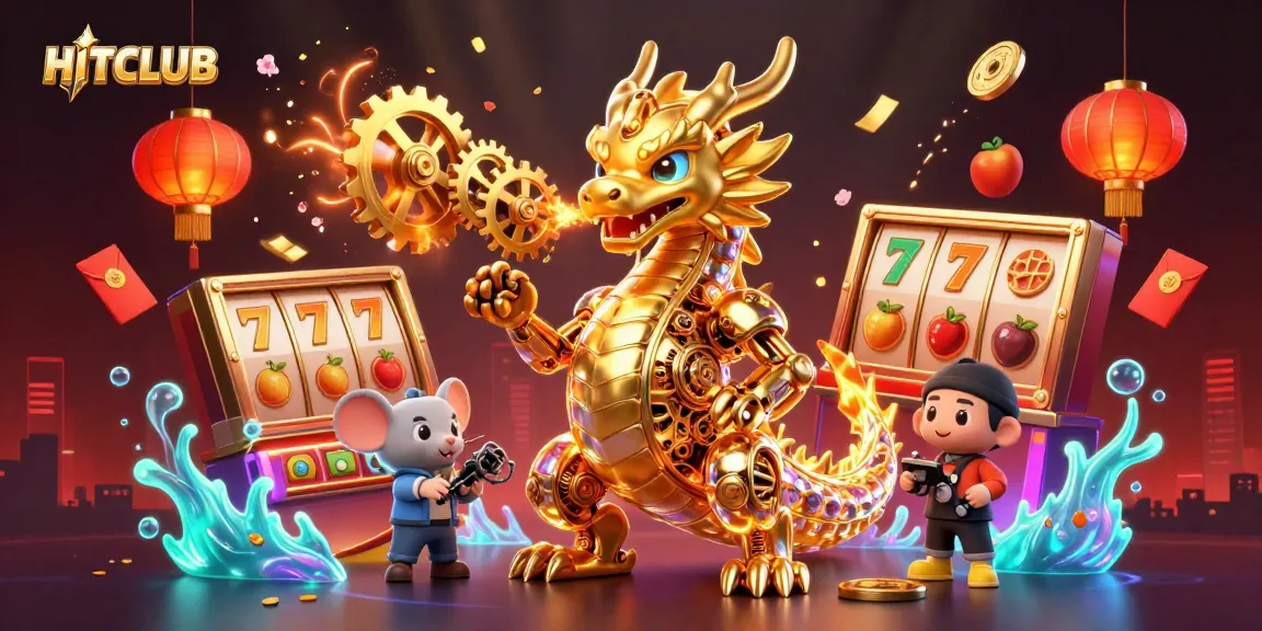 Hitclub showcases thrilling slot reels and vibrant jackpot visuals in a dynamic casino scene.