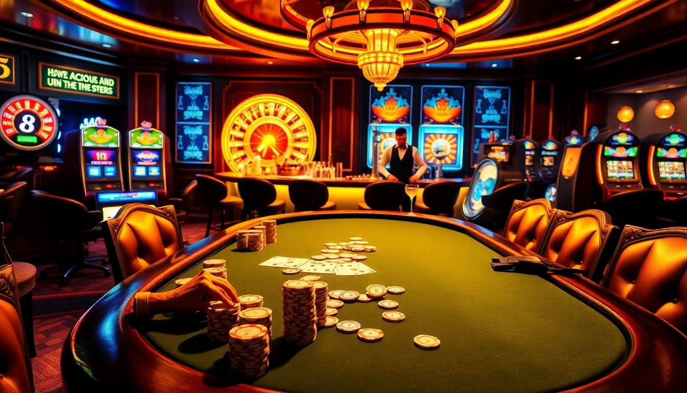 Experience the thrill of high-stakes poker at luck8's luxurious casino tables, complete with vibrant ambiance and excitement.
