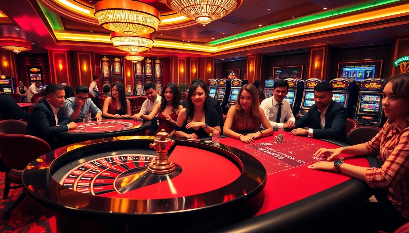 Engage in thrilling casino action with HM88 at a luxurious roulette table and vibrant poker chips.