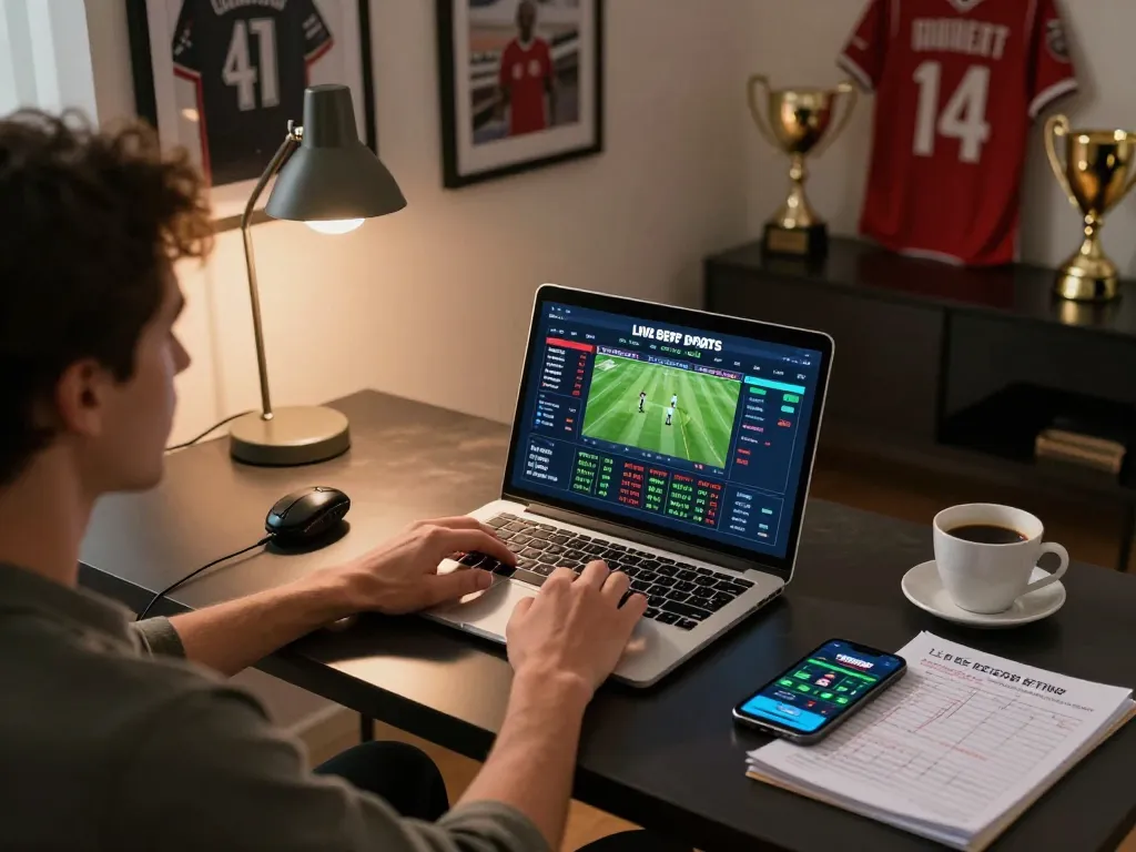 Nagabola sports betting scene at home with excitement and strategic engagement.