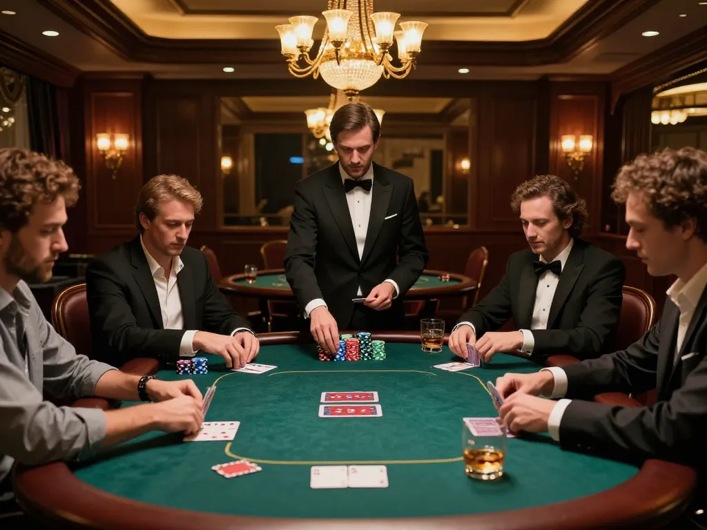 Players engage in an exciting poker game at a gen-e casino, showcasing strategic gameplay and high-stakes excitement.