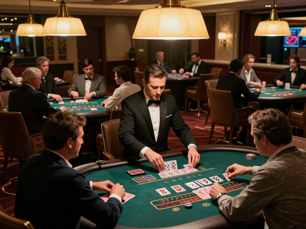 Players engaging in intense blackjack gameplay at https://max88sss.com/ with elegant decor and warm lighting.