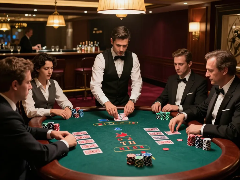 Players engaging in a high-stakes blackjack game at a luxurious casino, highlighting G28 COM excitement and strategy.