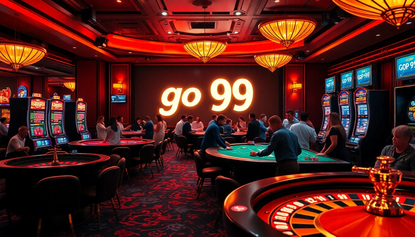 Experience thrilling casino games with go 99 vibrant slots and roulette tables in a luxurious setting.