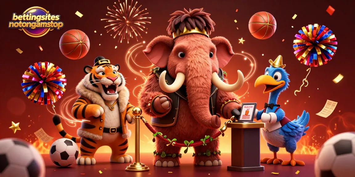 Bets come alive at bettingsitesnotongamstop as animated characters represent an exciting betting experience with basketball elements and vibrant energy.