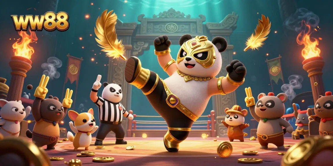 Engage with the excitement at ww88, where a wrestler panda takes center stage in a thrilling casino scene.