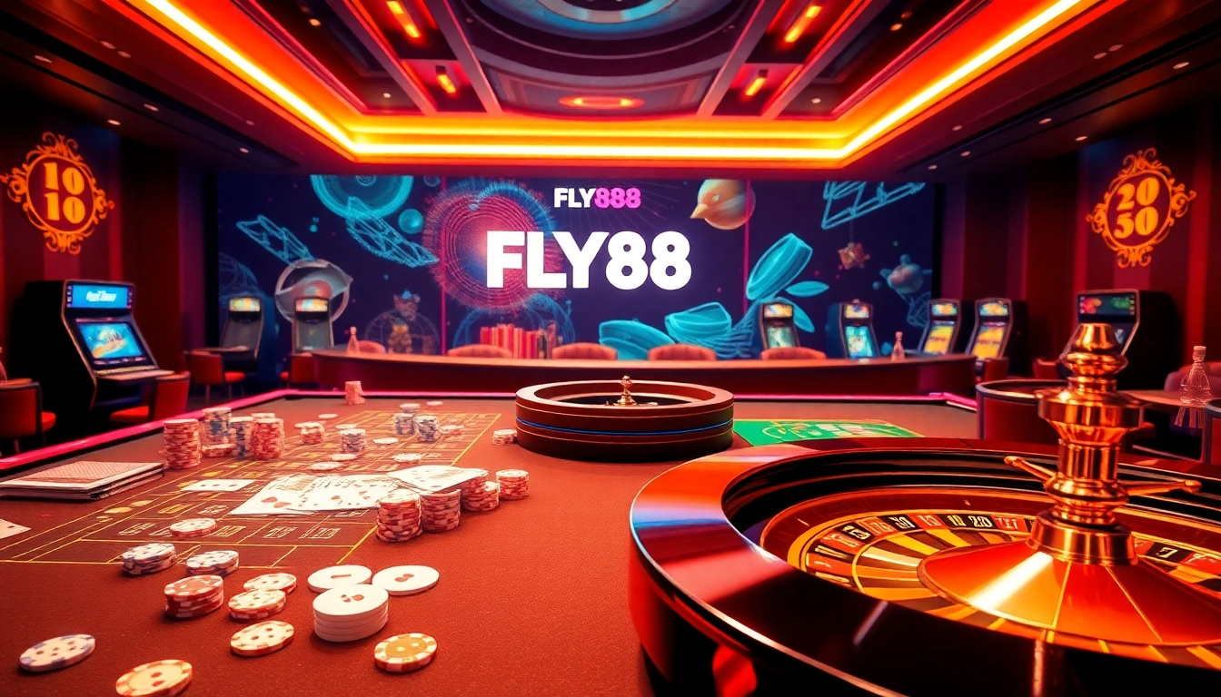 Tap into the thrilling world of FLY88 with vibrant casino tables and exciting gambling interfaces.