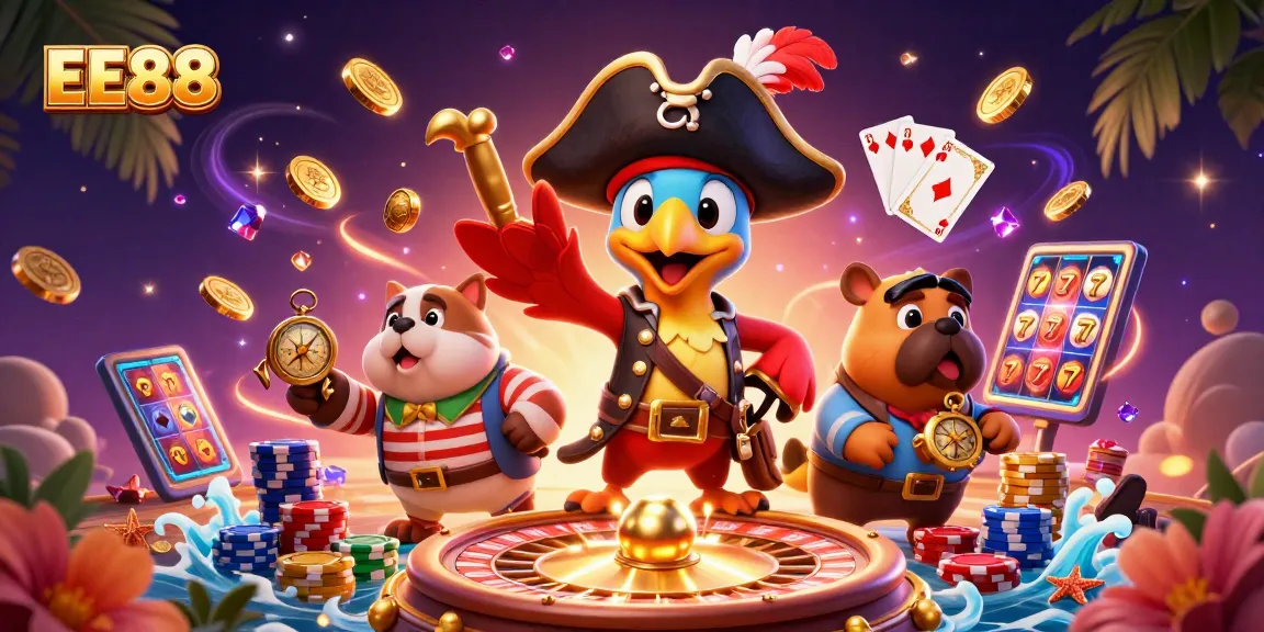 Experience thrilling games at EE88 casino with vibrant characters and exciting casino elements.