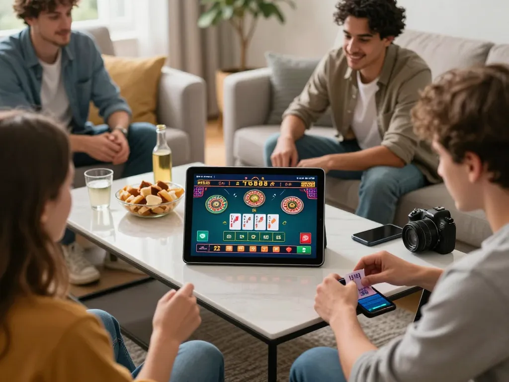 Friends enjoying live casino games on TG88, showcasing an engaging online gambling atmosphere.