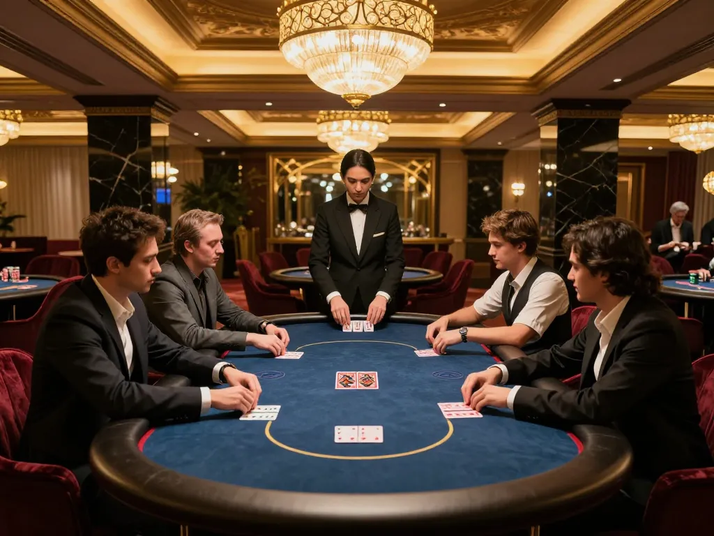 Engaged players enjoying premium poker at LC88's elegant casino high-roller room