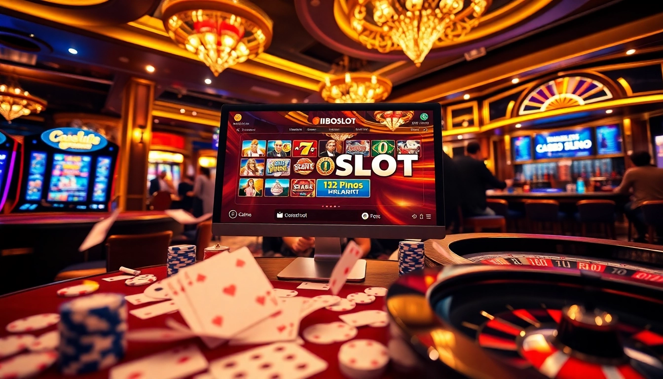 Experience high-stakes gaming with IBOSLOT through an engaging online interface and vibrant casino elements.