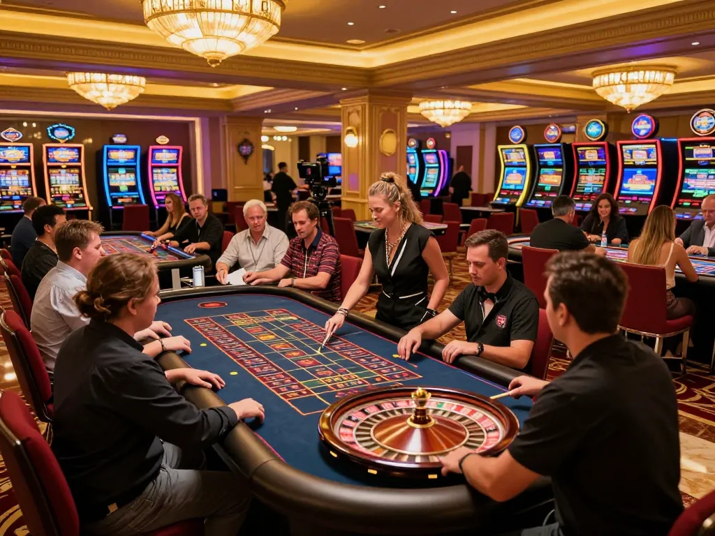 Players experiencing the thrill of roulette at gk88 casino, dynamic atmosphere with action and excitement