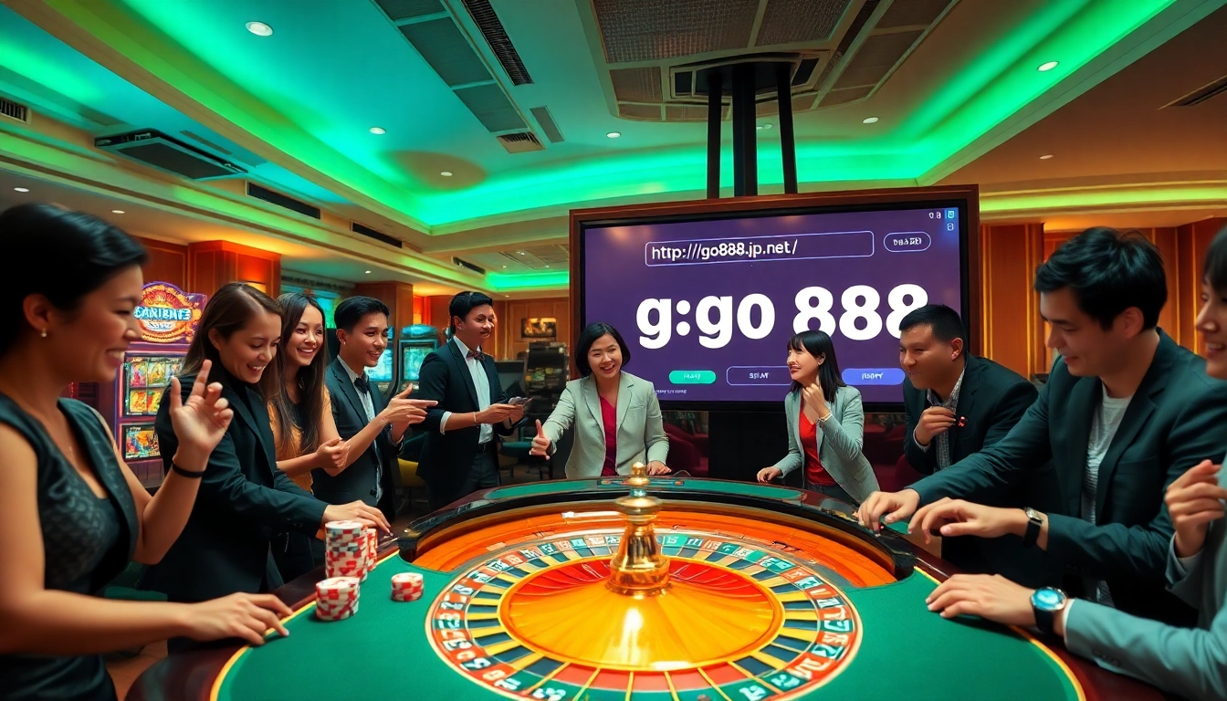 Exciting gaming experience showcasing gambling action at https://go888.jp.net/ casino with vibrant slots and poker.