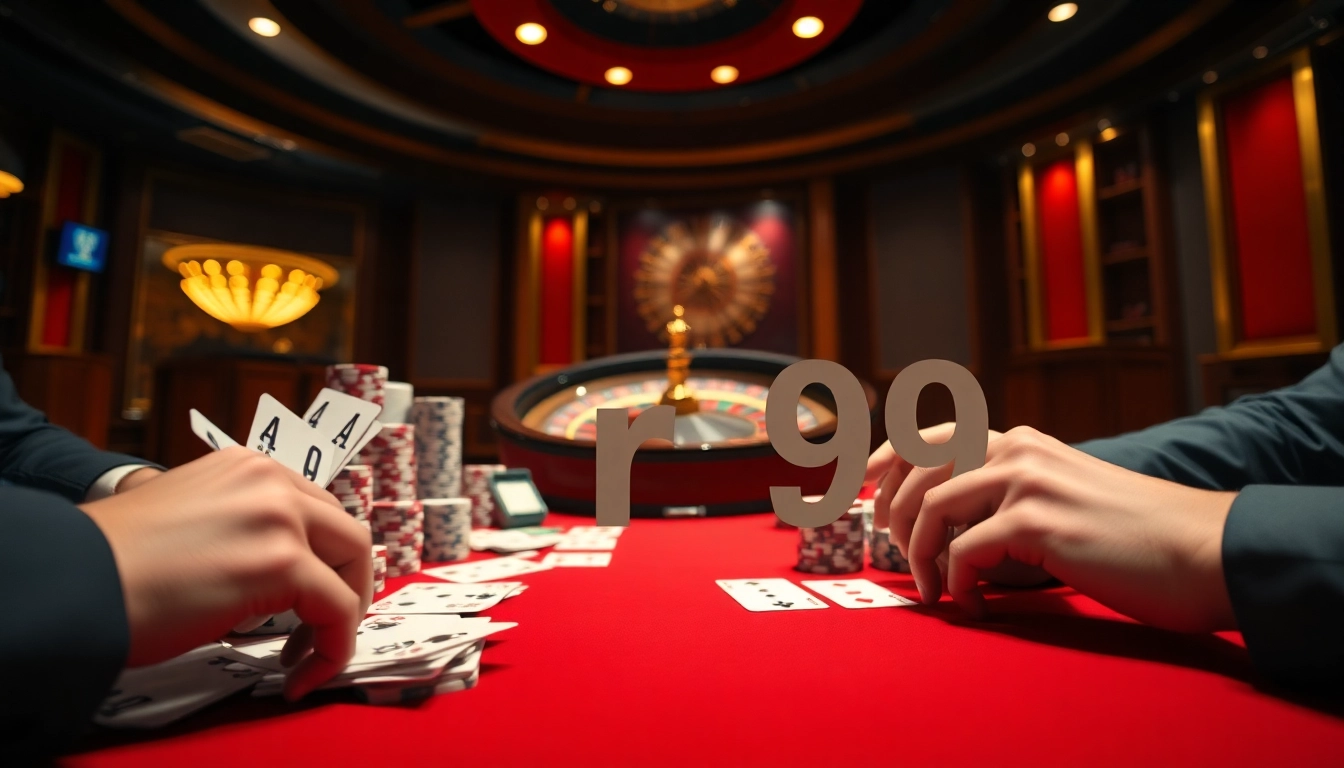Engaging poker scene showcasing rr 99 with vibrant colors and dynamic player interactions.