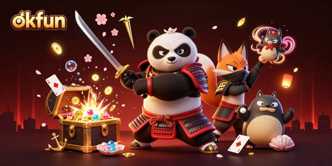 Spin to win big at okfun with a vibrant illustration featuring exciting casino characters.