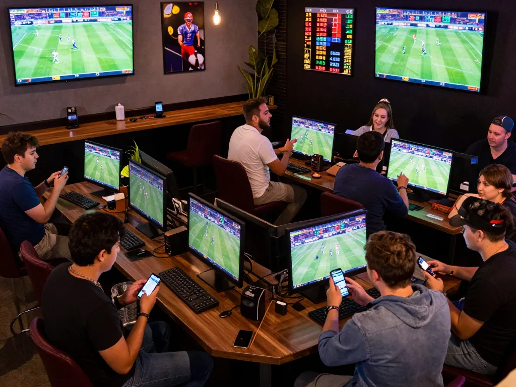 Experience the thrill of live sports betting at https://du88.autos/ with enthusiastic bettors engaged in the moment.