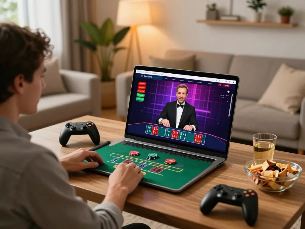 C168 engaging online blackjack game at home with vibrant setup and live dealer.
