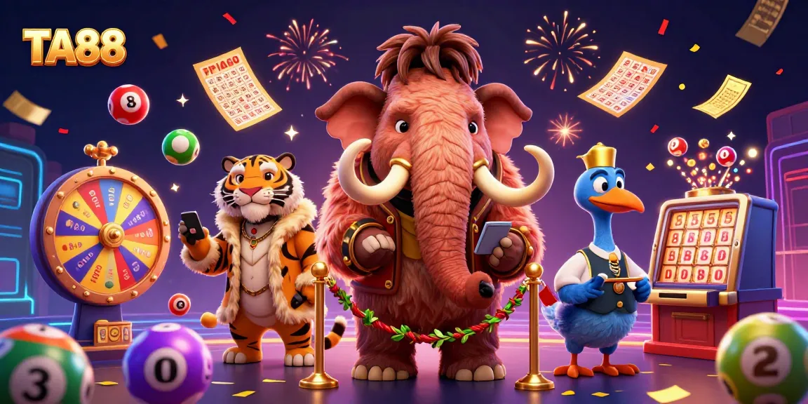 Bring excitement to TA88 gaming with a vibrant scene featuring unique characters and dynamic gambling elements.